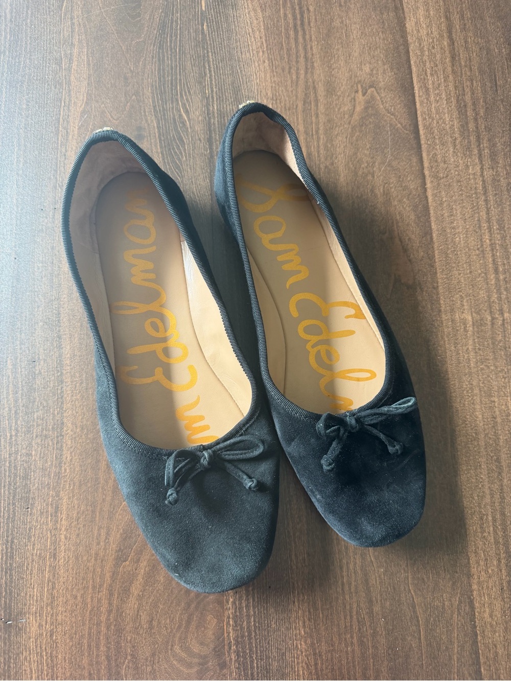 Sam Edelman Black Suede Bow Ballet Flats